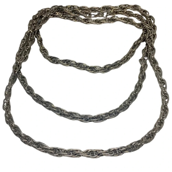 Vintage Jewelry - Vintage Silver Tone Slinky Rope Chain 48”